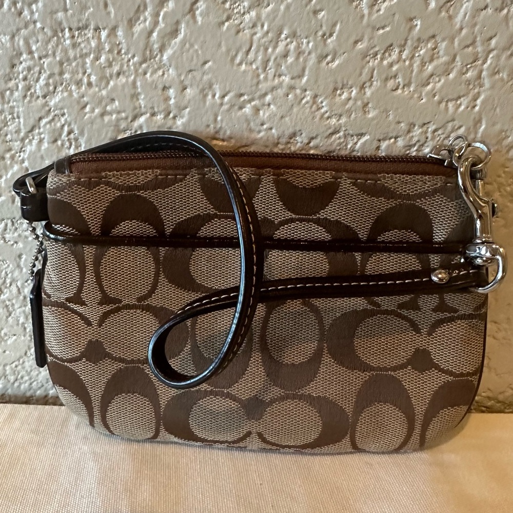 Coach Brown Signature Pocket Wristlet